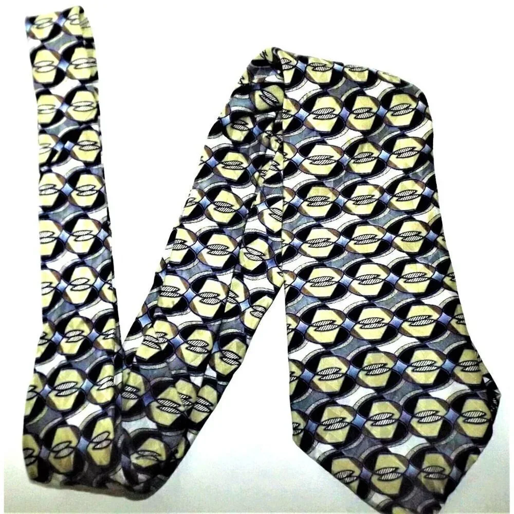 Louis Feraud Men's Silk Tie Multicolor 62 Inches Long Geometric Print